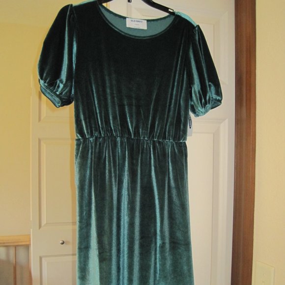 📣 😳 NWT Old Navy green puff sleeve dress girls sz L - Picture 6 of 7